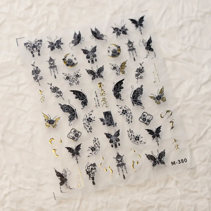 5D Butterfly Nail Stickers Sparkling Jelly Butterfly Nail Art Sticker Decorations Decals DIY Self Adhesive Slider Manicure Parts