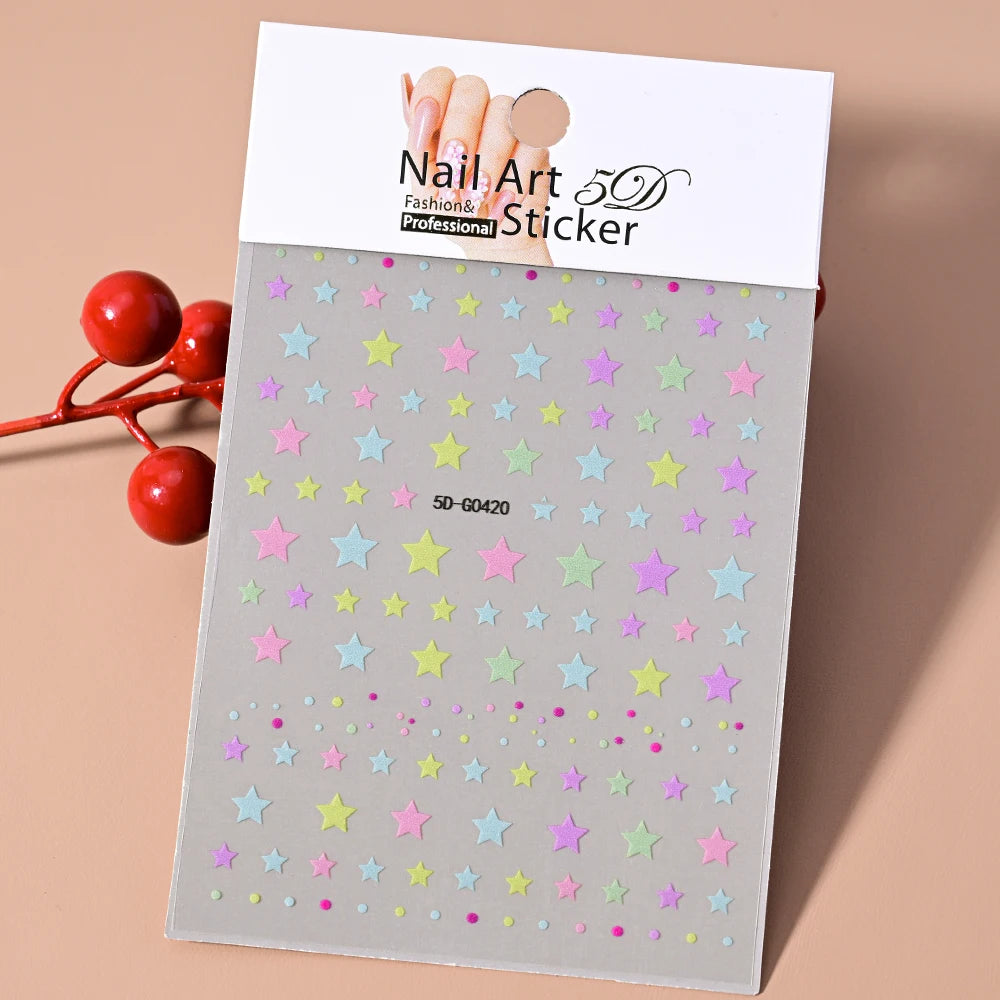 5D Embossed Sexy Red/Pink Lips Nail Stickers Self-Adhesive Blooming Red Lips Nail Decal Romantic Luxy Lady Lips Manicure Slider