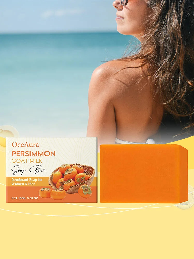 OceAura Persimmon & Goat Milk Nourishing Body Soap - Gentle Hydration, Deep Cleansing & Skin Revitalization