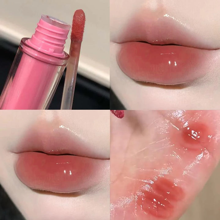 Pink Mirror Crystal Lip Gloss Makeup Water Glass Lip Glaze Plumping Waterproof Jelly Lip Tint Lipstick Moisturizing Beauty Lips