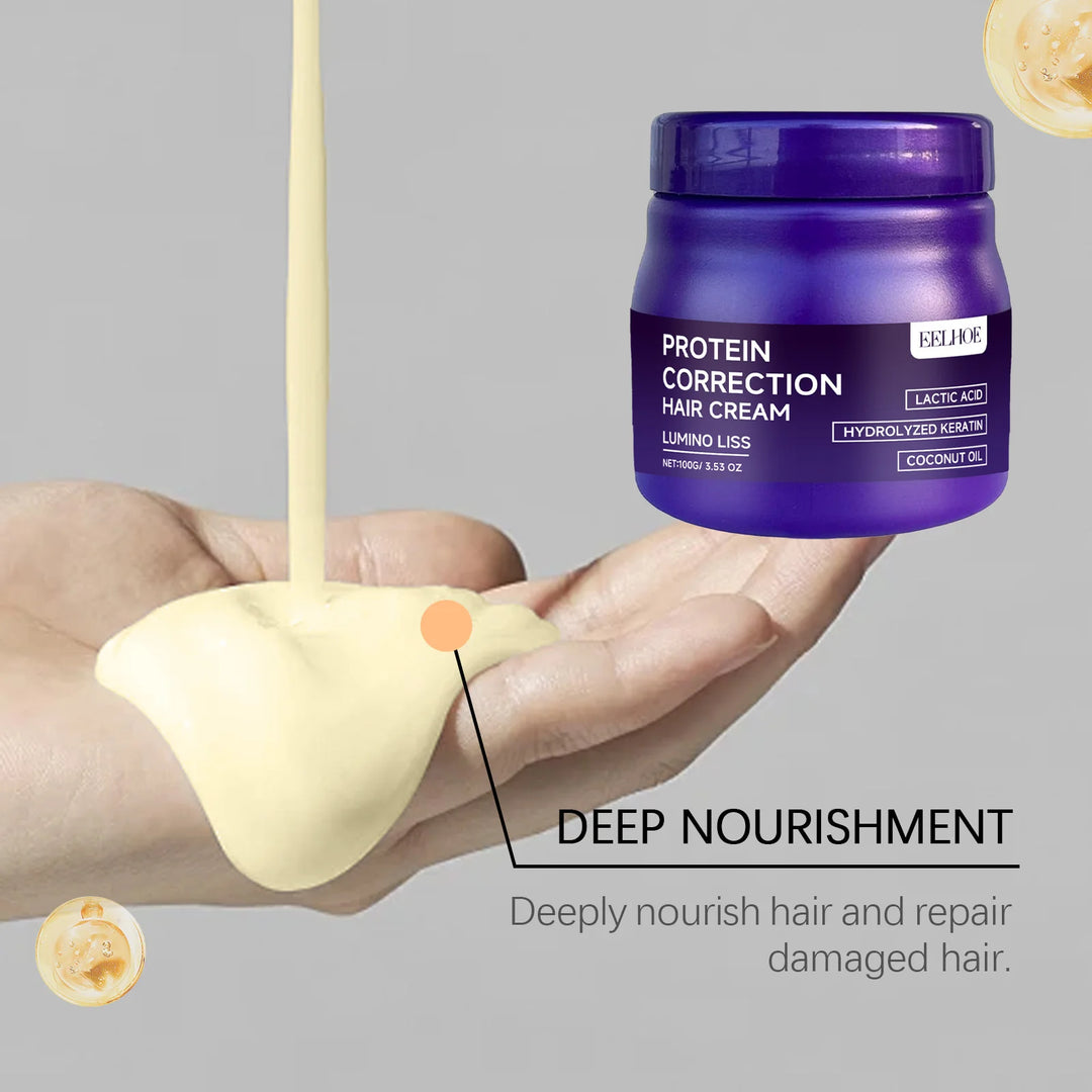 Protein Hair Straightening Cream Repair Dry Frizz Damage Leave-In Treatment Healing Color Protection Deep Conditioning Hair Mask