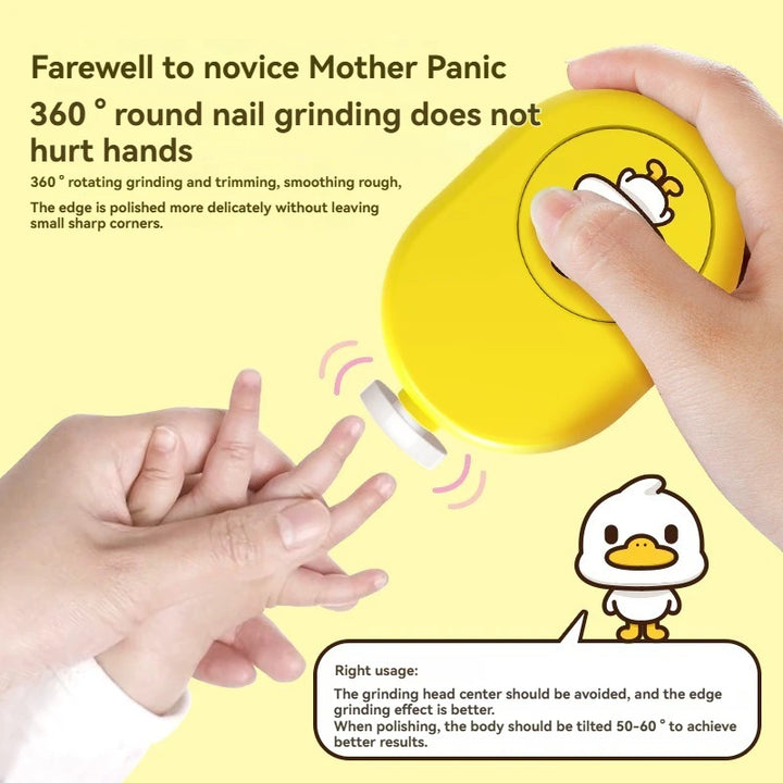 Ultra Quiet Electric Nail File for Babies & Kids, Gentle Polisher Grinder with LED Light, Safe for Newborns, Adult Use Too