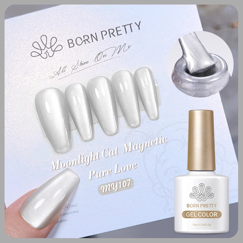 BORN PRETTY 10ml Silver Water Light Cat Magnetic Gel Nail Polish Nail Supplies Vernis Semi Permanent Gel for Fall Winter Nails