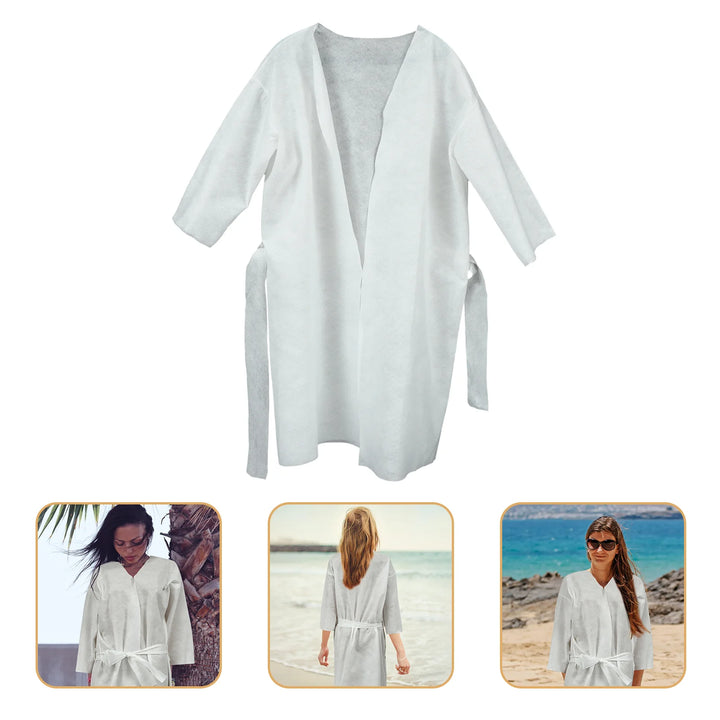 Cotton Disposable Bathrobe Thickened Hotel Shower Wear Travel Robe White Skirt Kimono Towel Set Home Textile Towels