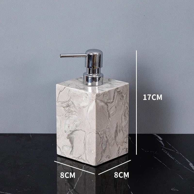 Bathroom Accessories Sets Elegant Natural Marble Liquid Soap Dispenser Toothbrush Holder Cup Soap Dish Cotton Swab Can