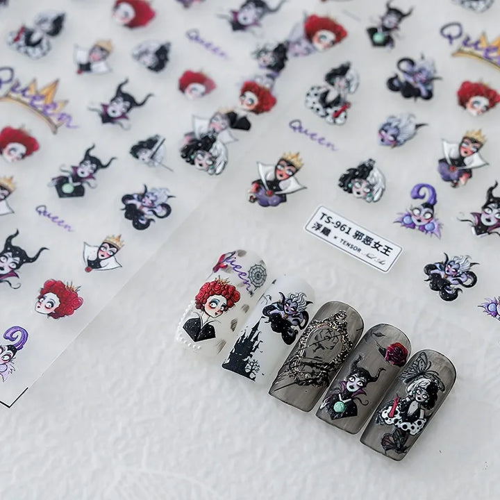 Disney Princess Cartoon 5D Nail Stickers Nail Art Decoration Frozen Snow White Nail Art Stickers Nail Supplies