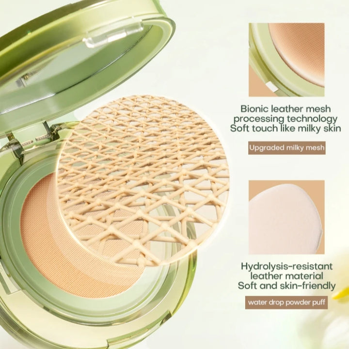 Mistine Foundation Air Cushion Makeup with Natural Dewy Finish Moisturize Nourish Powdered Cream for Dry Skin 13gx2