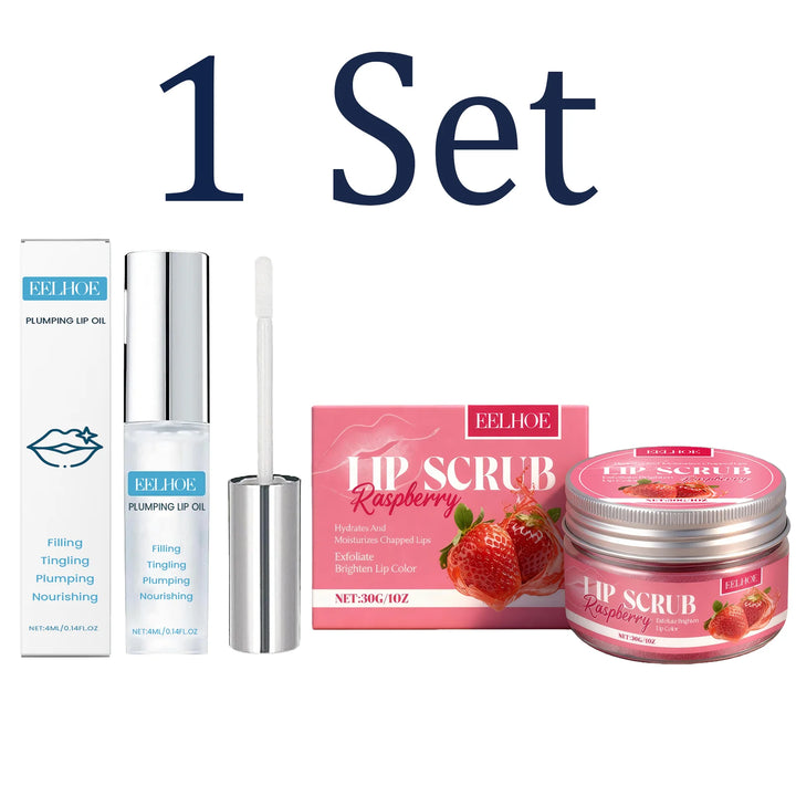Lip Scrub Exfoliator 30g Moisturizing & Repairing, Natural Plumping Gloss Contains Strawberry Extract Winter Skincare Gift Set