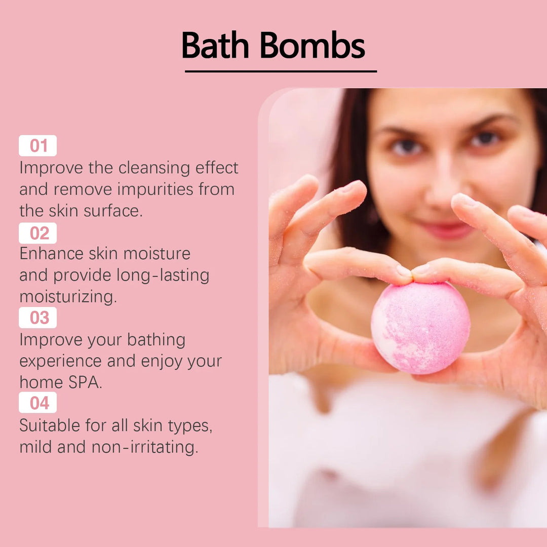 Christmas Bath Bombs - Floral Scented Fizzing Bath Salts With Skin-Softening Oils, Long Lasting Fragrance & Bubbles