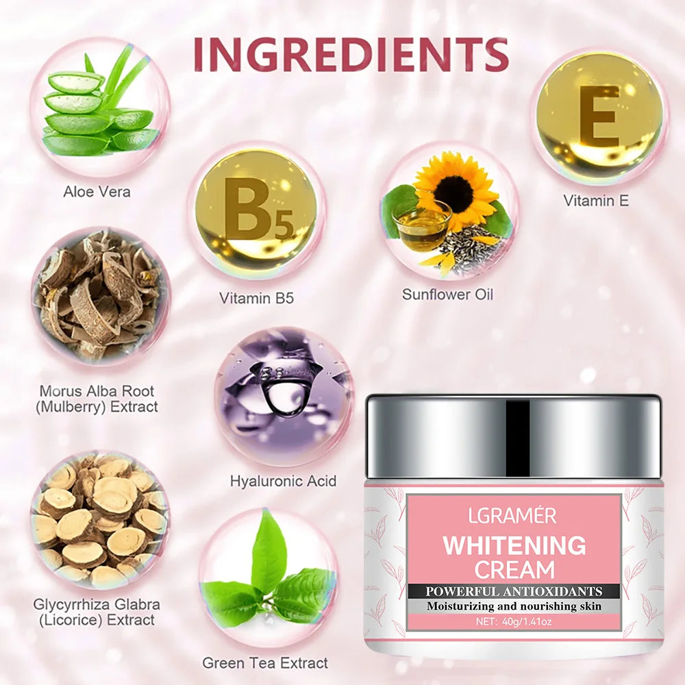 Body Whitening Cream Underarm Elbow Knee Dark Skin Whitening Bleaching Cream Moisturizing Brighten Body Lotion for Women Men