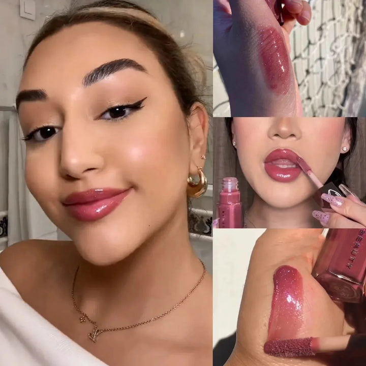 Natural Three-dimensional Contour Modification Matte 3D Bubble Rose Dual Tone High Gloss Flowing Liquid Lip Gloss Moisturizing