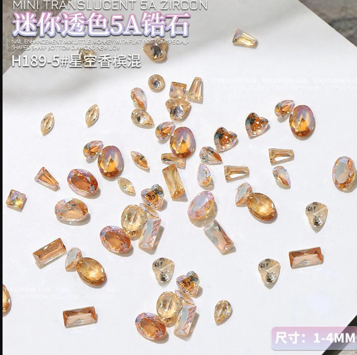 50Pcs/Bag 5A Mini Zircon Nail Art Charms Sparkle Mix Shapes Flat Bottom Diamond Nail Rhinestones Decor DIY Manicure Accessories
