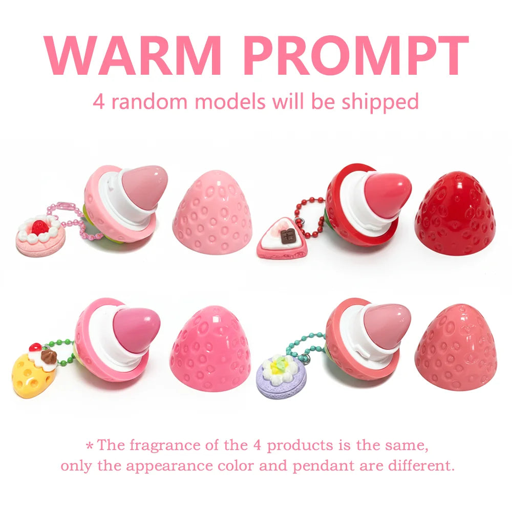 4-Color Random Sending Strawberry Warm Moisturizing Lip balm With Strong Moisturizing Effect, Protecting And Softening Lips