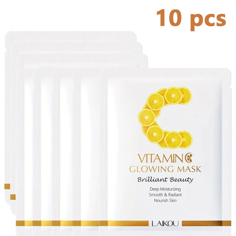 5/6/10 PCS LAlKOU Vitamin C Brightening Glowing Mask Set 6 Pack Skin Care Essentials for Radiant Complexion Beauty Treatments