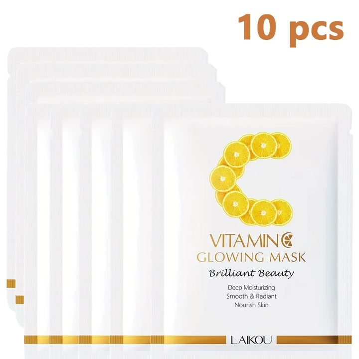 5/6/10 PCS LAlKOU Vitamin C Brightening Glowing Mask Set 6 Pack Skin Care Essentials for Radiant Complexion Beauty Treatments