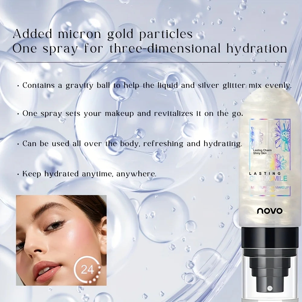 Hydrating Shimmer Setting Spray,Long Lasting Waterproof Oil Control Makeup Spray,Sweat-proof Hydrating Fixation Glow Finish