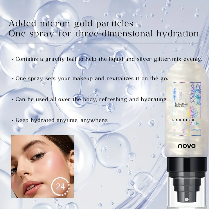 Hydrating Shimmer Setting Spray,Long Lasting Waterproof Oil Control Makeup Spray,Sweat-proof Hydrating Fixation Glow Finish