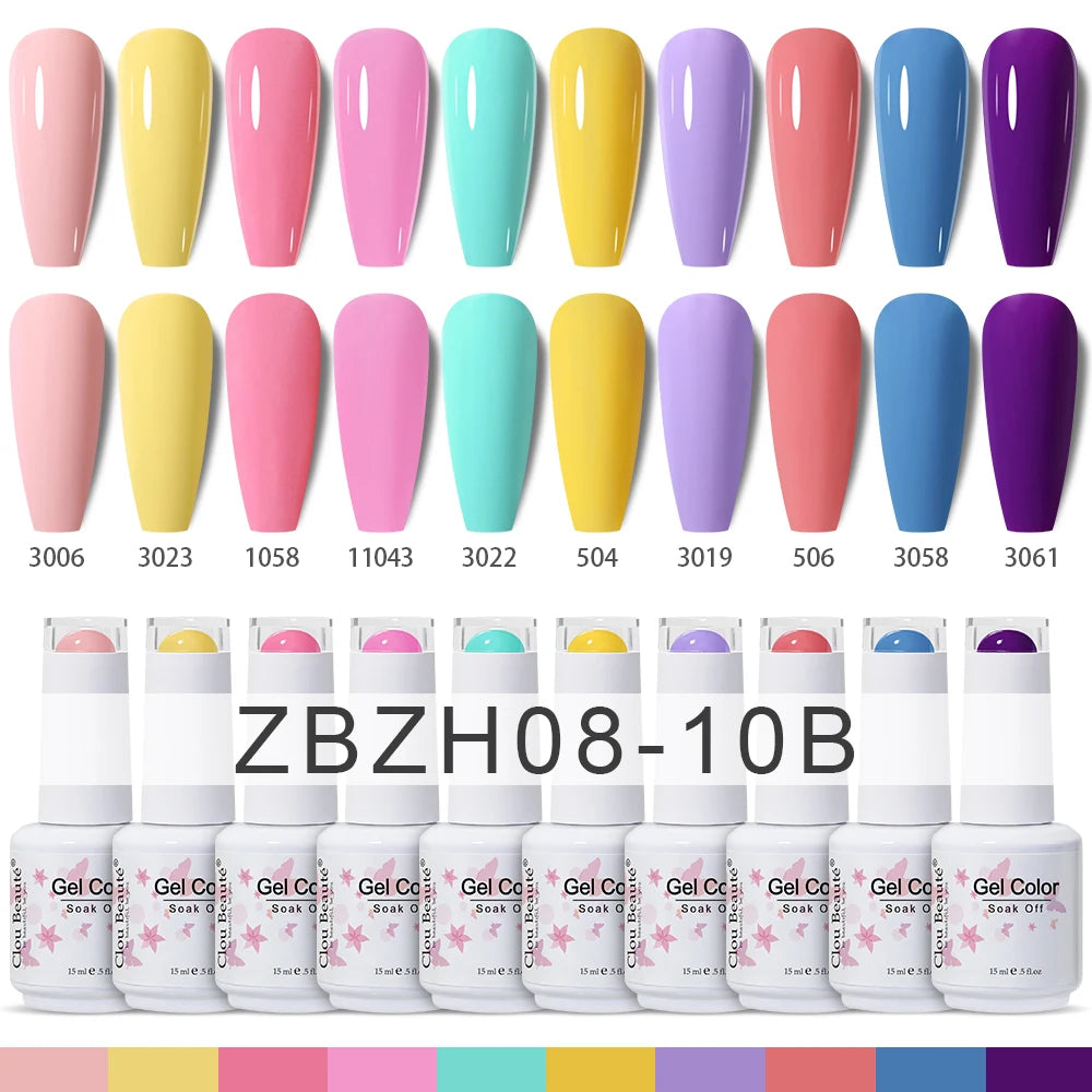 Clou Beaute 10/12/20/24pcs Gel Nail Polish Set Color 15ml White Glass Bottle Nail Art Kit Semi Permanent Gellack Nail Varnish