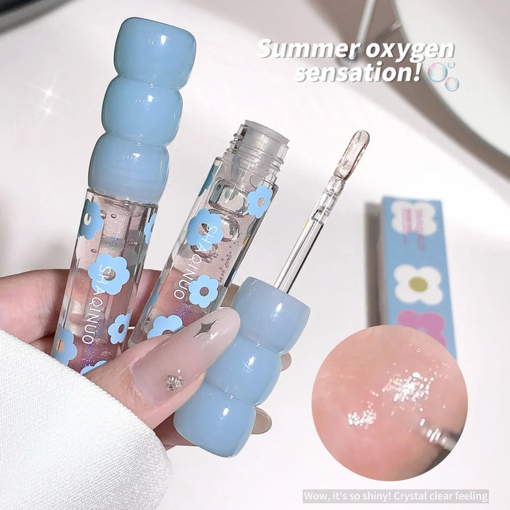 Fine Sparkling Lip Honey Shimmering Transparent Lip Gloss Moisturizing Crystal Jelly Lip Oil Clear Plumper Serum Tint Silicone