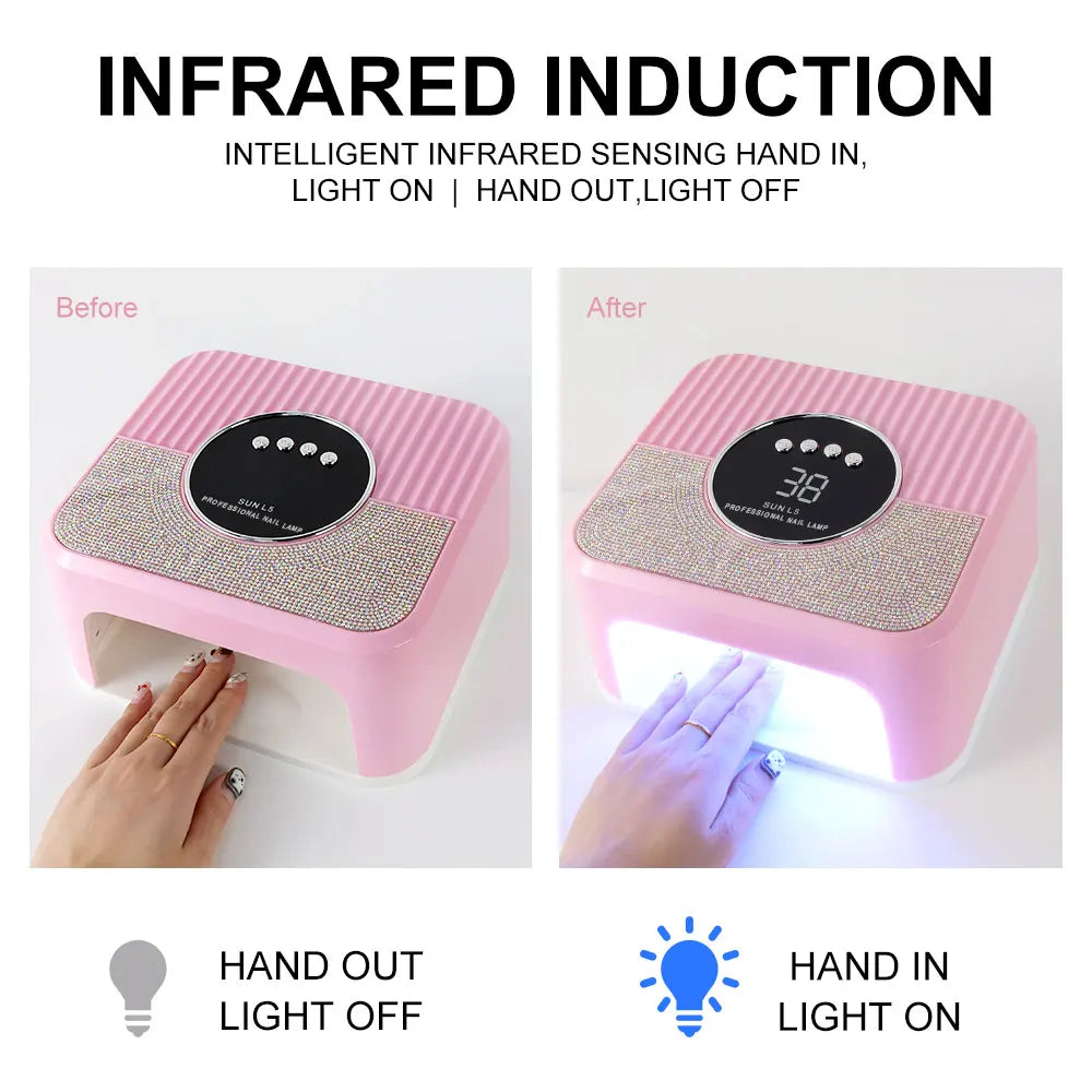 Professional 45LED UV Nail Dryer Lamp with LCD Smart Screen Gel Curing Drying Lamp Removable Base Pedicure Tool