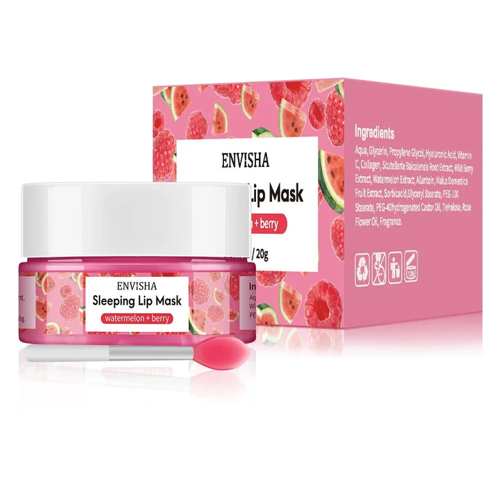 ENVISHA Watermelon Lip Sleep Mask Night Sleeping Maintenance Moisturizing Fade Lines Nourishing Balm Skin Care Beauty Health 20g