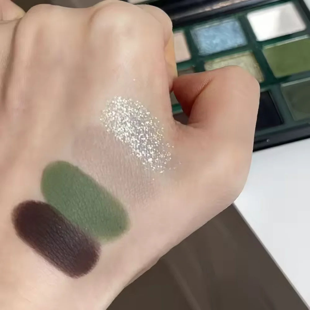 9 Color Eyeshadow Palette Olive Green Eye Look Pearlscent Shimmer Matte Eyeshadow Pink Palette Flash Cosmetics