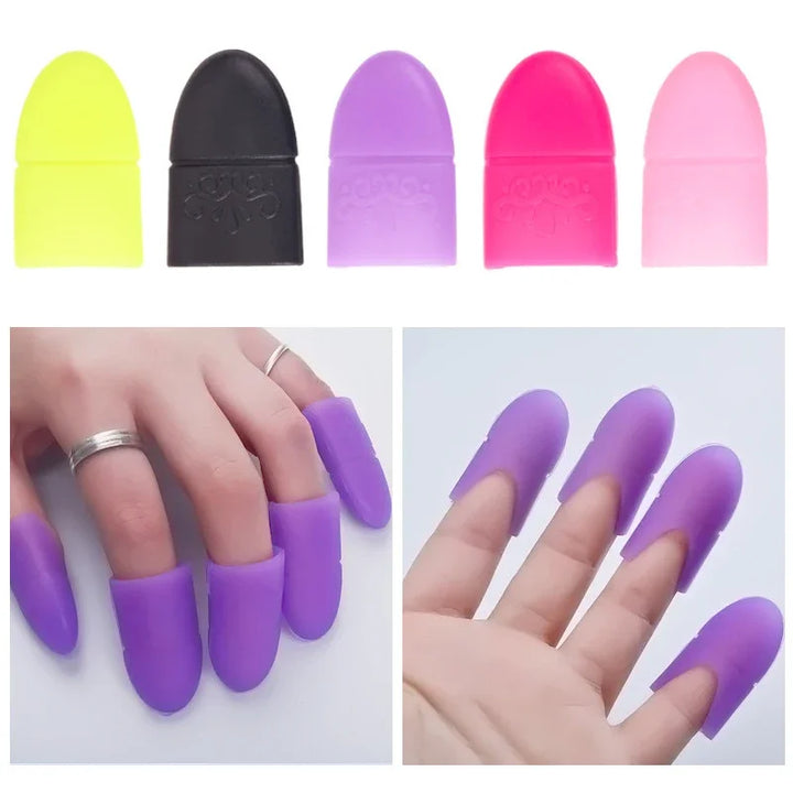 10PC Nail Polish Clip Soak off Silicone Caps UV Gel Nail Polish Remover Wraps Cleaner Tips Finger Covers for Manicure Tools