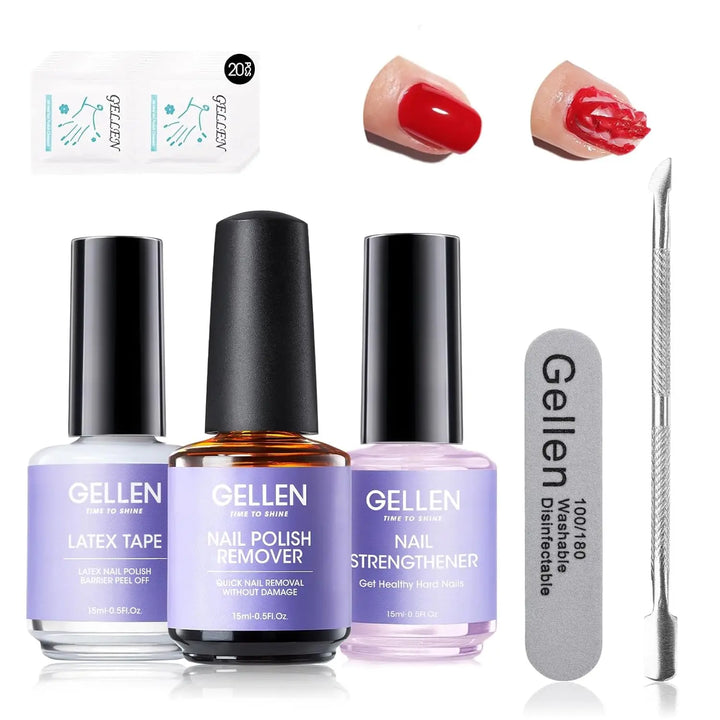 GELLEN Gel Nail Polish Remover Pro Kit with Peelable Liquid Latex Fast Nails Gel Remover Professional No Soaking Supplies