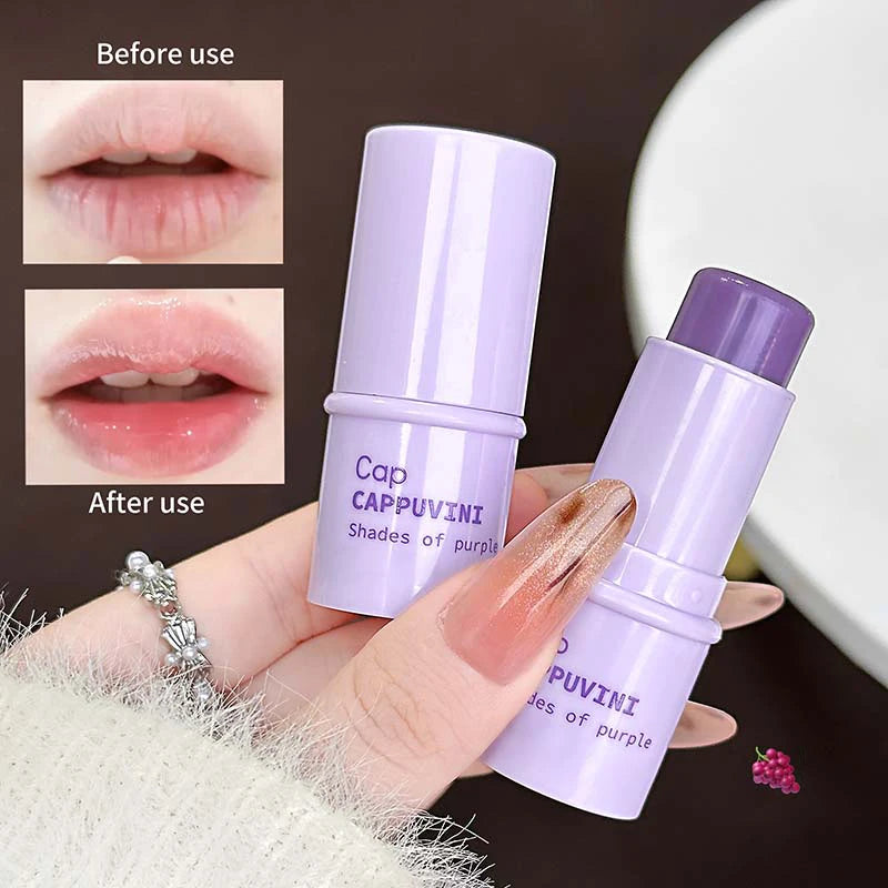 Grape Fruit Lip Balm Moisturizer Anti-Dry Anti Crack Clear Crystal Lips Balm Lip Care Jelly Mirror Lip Mask Stick Clear Plumping