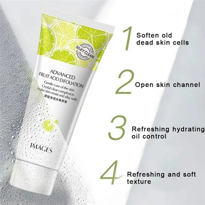 Fruit Acid Peeling Gel Facial Cleansing Exfoliating Peeling Scrub Cream Deep Clean Moisturizing Blackhead Removal Face Cleanser