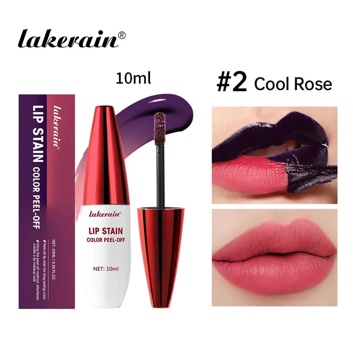 Peel Off Rose Pink Lip Gloss Matte Outline Contour Tattoo Lip Stain Waterproof Transfer Resistant Tear Off Natural Lip Tint