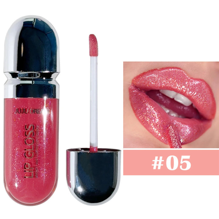 Long-Lasting Water-Gloss Plump Lip Gloss Capsule - Moisturizing & Hydrating Shine Mirror Transparent Pinkish-Shimmer  Lip Glaze