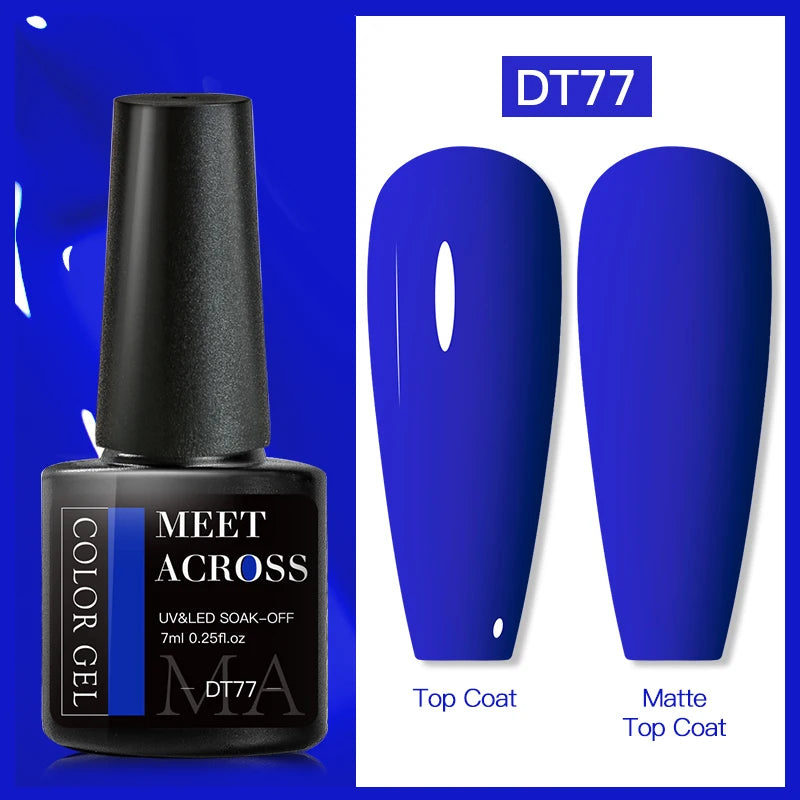 MEET ACROSS 7ml Fluorescent Gel Nail Polish Vernis Summer Neon Semi Permanent UV Gel Varnish Nail Art Manicure For Nails
