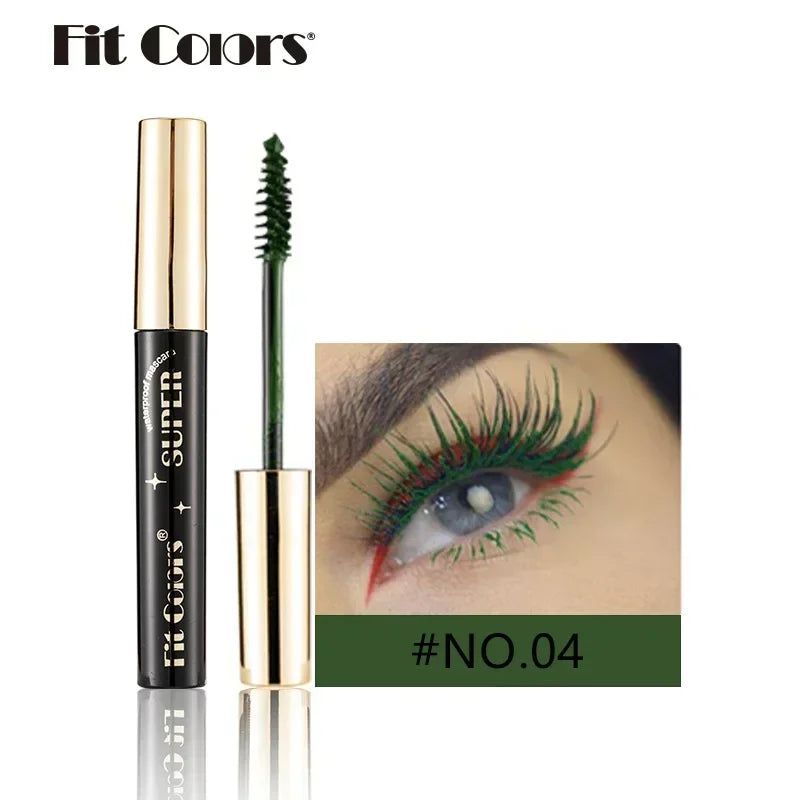 Color Mascara 14 Thick Curl Waterproof Non-smudding Natural Long Lasting Blue White Green Pink Black  Eye Makeup