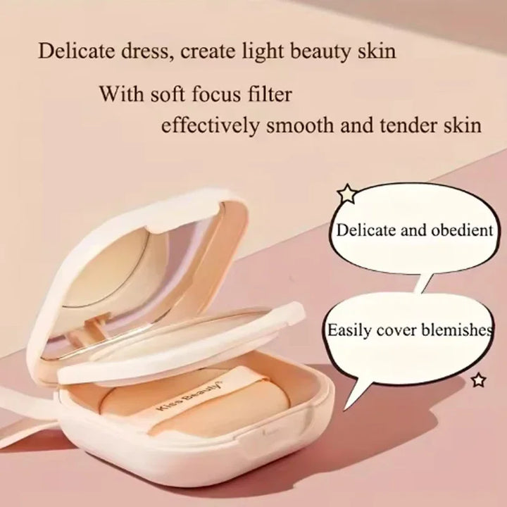 Milk Tea Waterproof Compact Powder - Full Coverage Contour and Concealer, Matte Finish, Double-Layer Portable Setting Powder