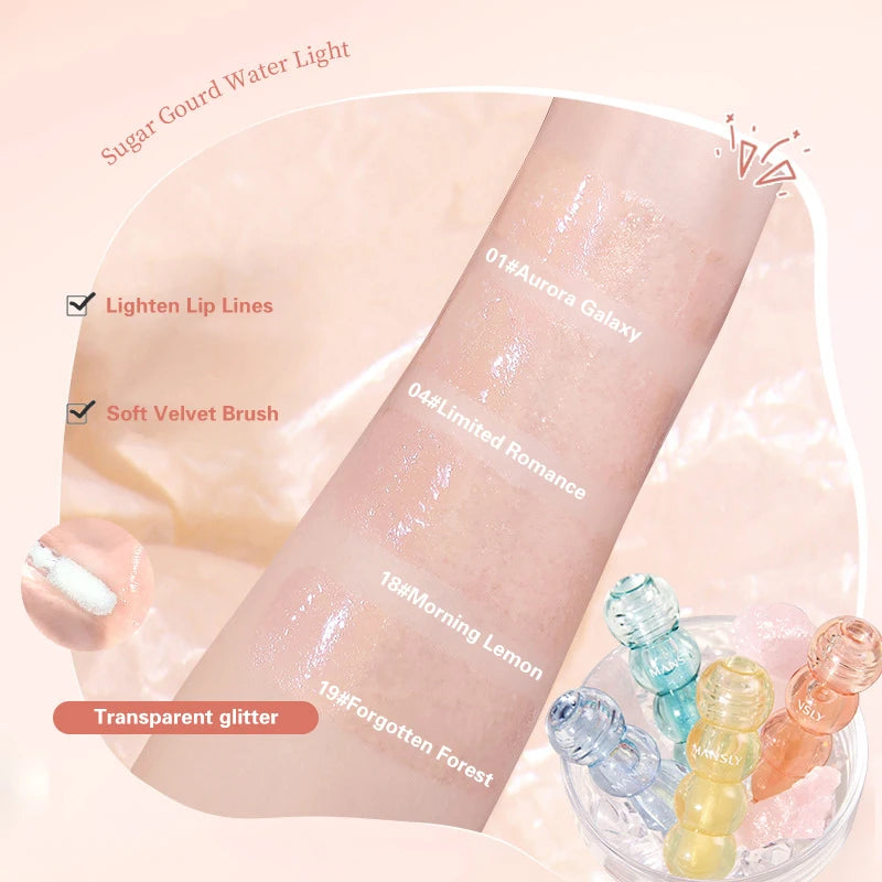 Lip Set Plump Lip Oil long-lasting Moisturizing Lip Gloss Mirror Water natural Transparent No Sticky Gloss Pearl Lip Glaze