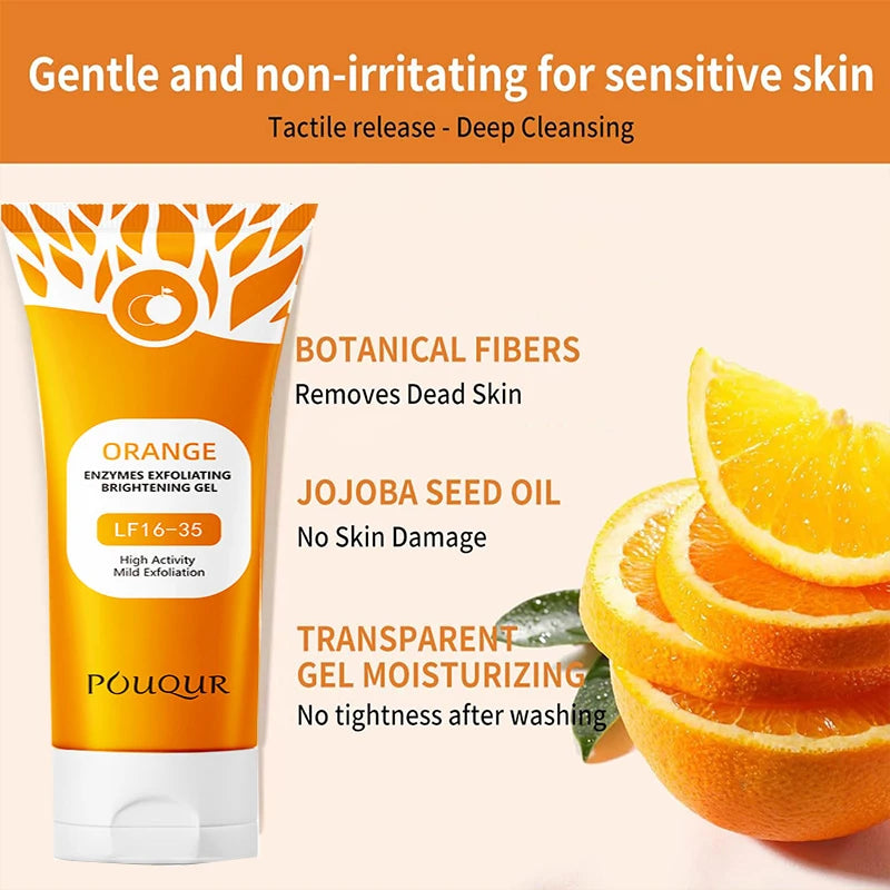 Orange Exfoliating Gel Cream Moisturizer Face Body Scrub Gel Deep Cleansing Moisturizing Facial Exfoliator Peeling Face Scrub