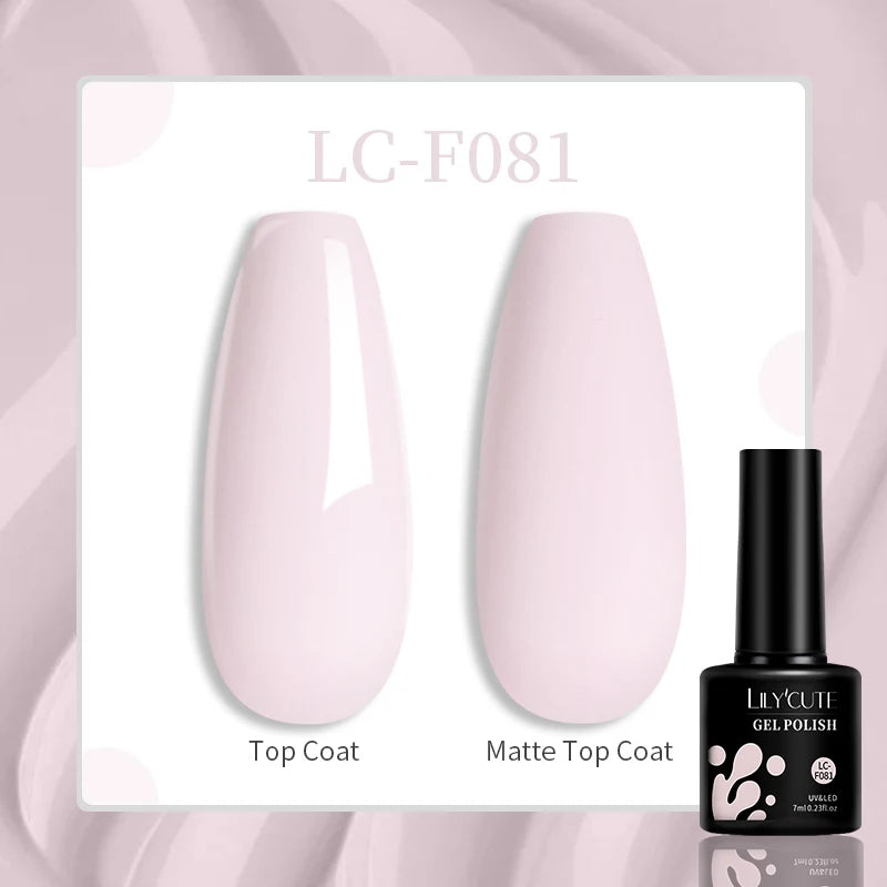LILYCUTE 7ML Pink Glitter Nail Gel Polish Nude Natural Long Lasting Manicure Soak Off UV LED Nail Art Base Top Coat Gel Varnish