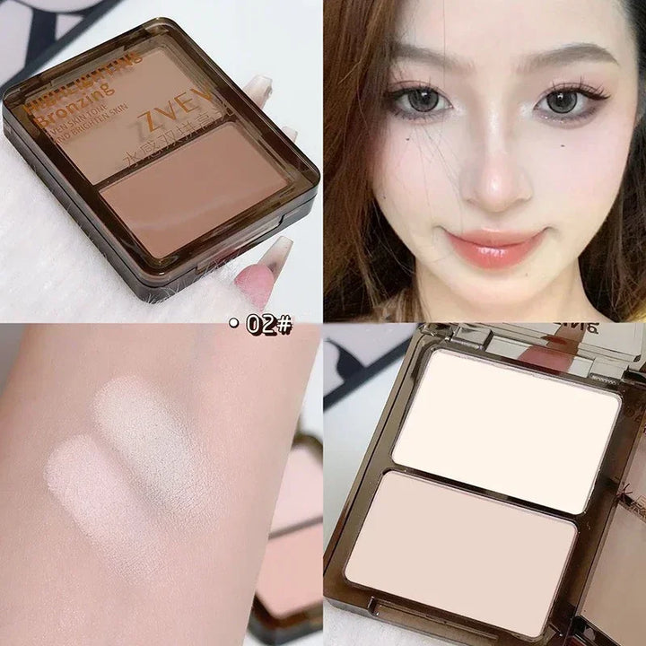 3D Bronzer Highlighter for Face Powder Texture Two-toned Contour Iluminador Natural Brighten Matte Nose Shadow Makeup Cosmetics