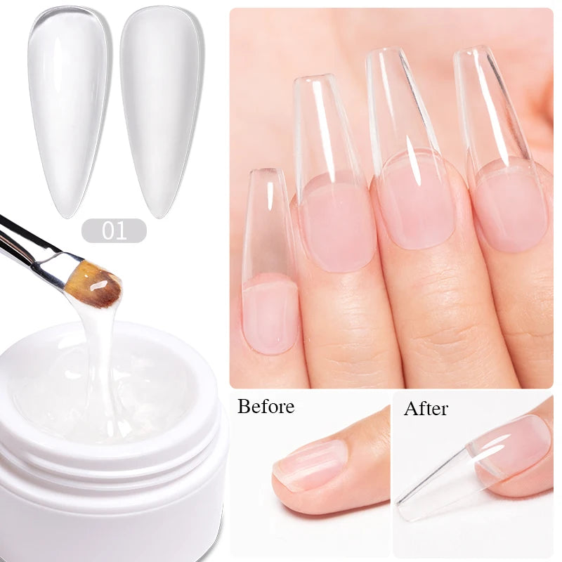 15ml Extension Gel Nail Polish Hard Jelly Build Nail Gum Clear Nude Natural Color French Soak Off UV Construction Gel
