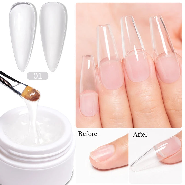15ml Extension Gel Nail Polish Hard Jelly Build Nail Gum Clear Nude Natural Color French Soak Off UV Construction Gel