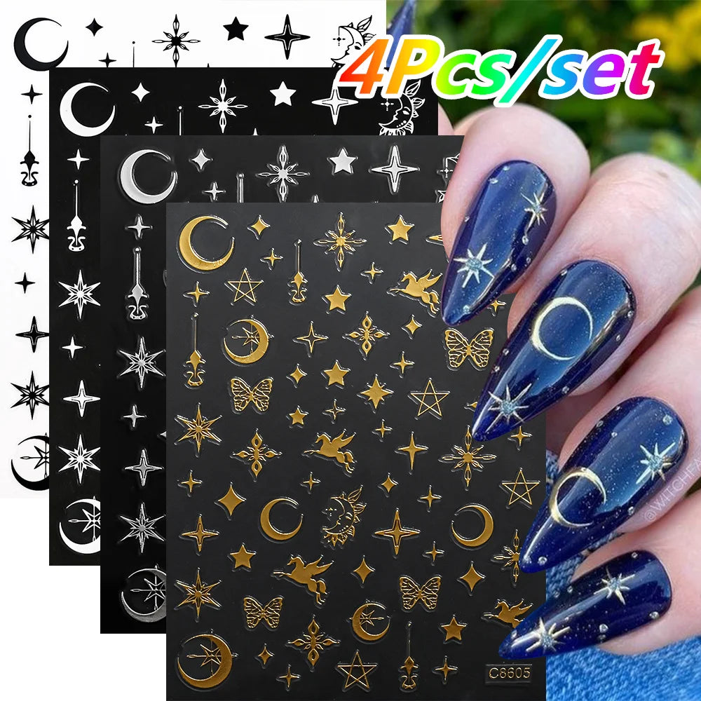 4/6Sheet/Kit Holographic Rainbow Love Heart Nail Sticker 3D Laser Heart Nail Decal Self-Adhesive Love Heart Manicure Slider &*&