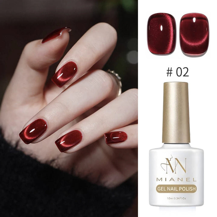 12ML 1-21PCS Autumn Nails Red through half the Sky Cat Eye Nail Glue Halloween New Whitening Glass Bead Cat Eye Nail Polish