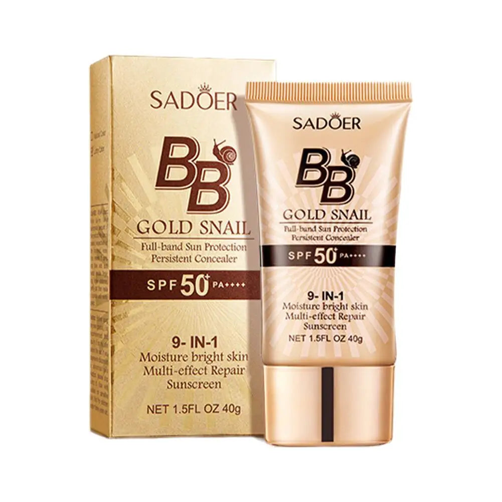 Gold Snail Sunscreen BB Cream Protector Facial Sun Block SPF50 BB Cream Isolation Lotion Concealer Facial Moisturizer