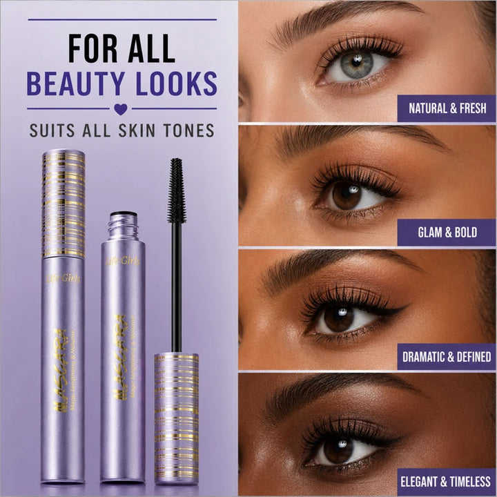 Life Girls Waterproof Mascara Lengthening Volumizing Curling Black Mascara Smudge Proof Long Lasting Thick Lashes Eye Makeup