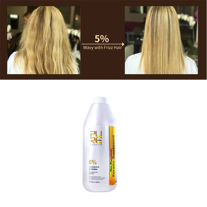 PURC Brazilian Keratin Hair Treatment Straightening Smoothing For Deep Curly Hair Treatment Professional Hair Care Products PURE