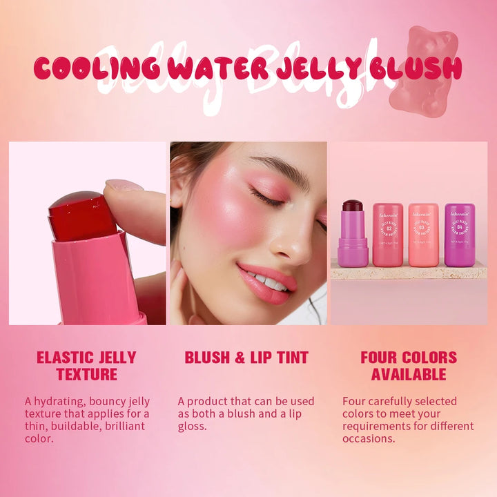 Original Cooling Water Jelly Blush Stick Blush Tinted Cosmetics Tint Stick Watercolor Multi-Use Matte Blush Makeup For Women