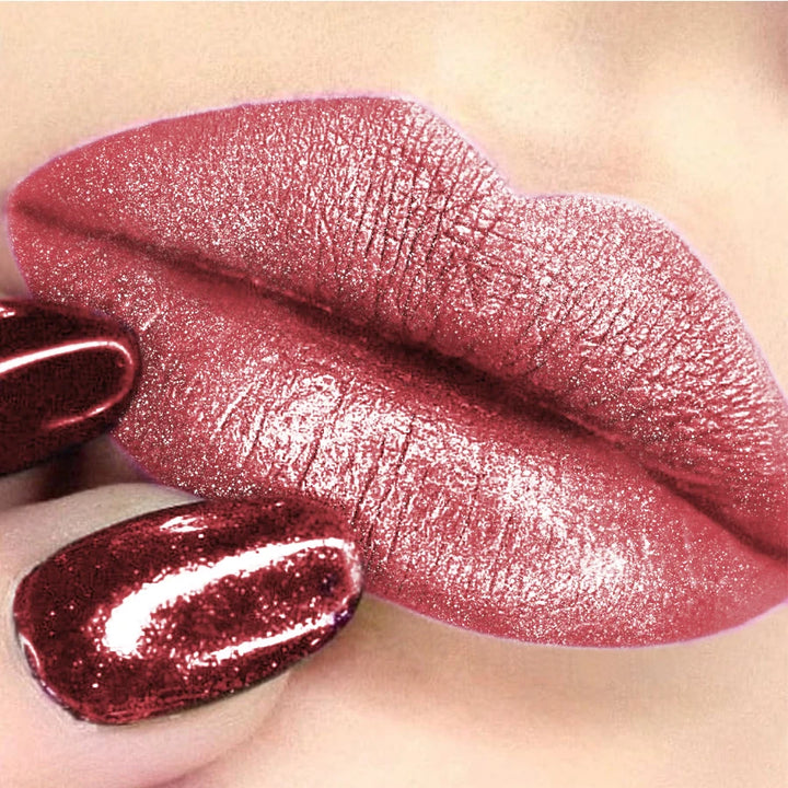 1pc Pearlescent Pink Glitter Velvet Lipstick Metallic Long Lasting Matte Shimmer Diamond Lipstick Women Korean Makeup Cosmetic