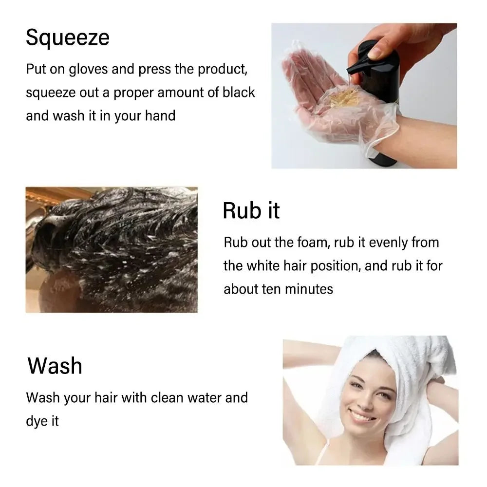 Meidu 3 In 1 Instant Coloring Shampoo Natural Black Color for Men Women Hair Dye Herbal Brown Purple Hair Dye Hair Dye Shampoo