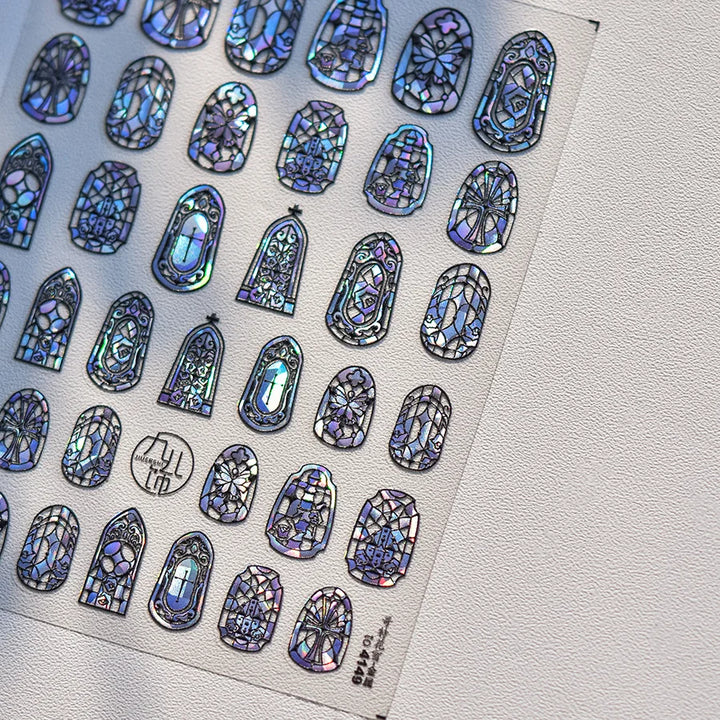 1pcs Dream Flower Window Shell Light Nail Art Stickers Japanese Flower Self Adhesive Stickers Press On Nails Decoration Decals